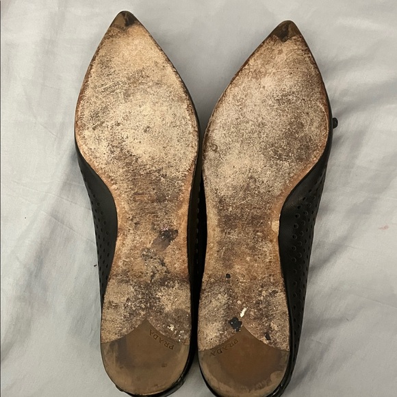 Prada Women's Black Perforated Leather Flats - Picture 3 of 8